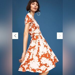 Maeve Anthropologie Summer Breeze floral dress - size xs poppy red and white